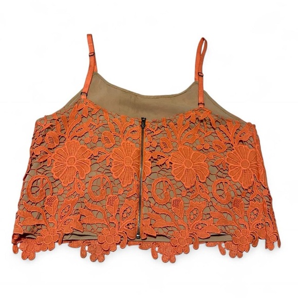 Alice + Olivia Orange Floral Lace Crop Top - Picture 5 of 8